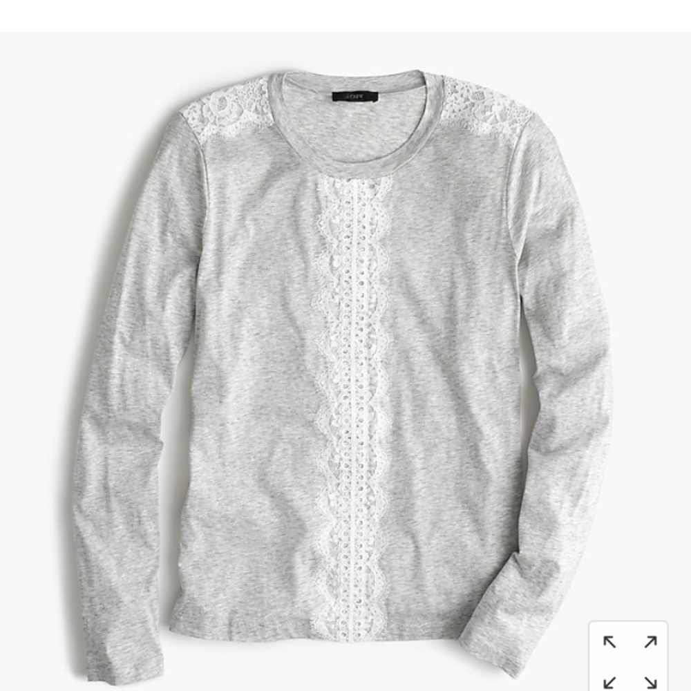 Gray J.Crew Lace Long Sleeve top